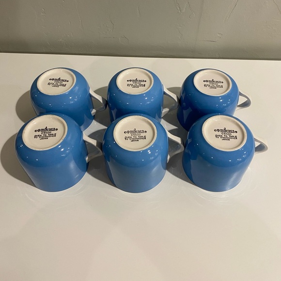 6 VINTAGE MIKASA C5500 MEDITERRANIA FORGET ME NOT BLUE TEA COFFEE CUPS - Picture 6 of 9